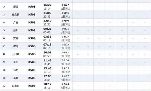 k508次列车时刻表最新消息_k508次列车时刻表最新消息17号